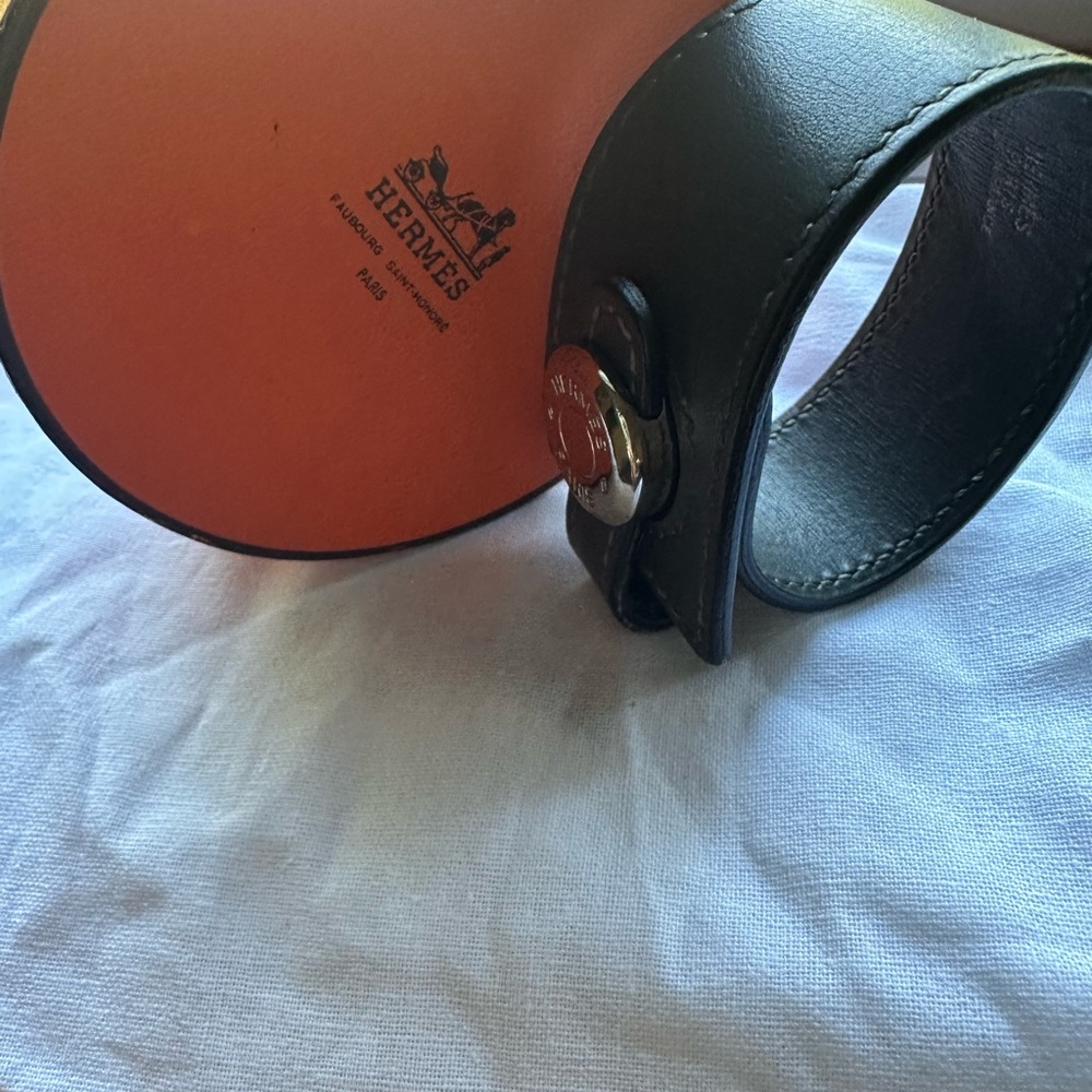 Hermes Dark Grey Leather Bracelet